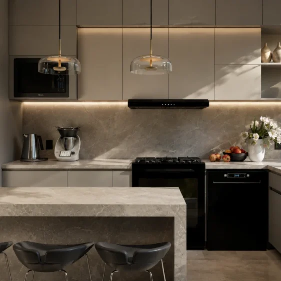 Espacio de cocina del proyecto Romería 55